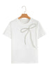 Rhinestone Bow Appliqu? Short Sleeve Jersey Tee