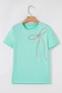 Rhinestone Bow Appliqu? Short Sleeve Jersey Tee