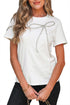 Rhinestone Bow Appliqu? Short Sleeve Jersey Tee