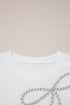 Rhinestone Bow Appliqu? Short Sleeve Jersey Tee