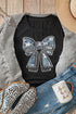 Rhinestone Bow Graphic Short Sleeve Crewneck T Shirt
