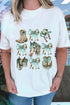 Rhinestone Cowgirl Bows And Horse Graphic Print Tee Shirt