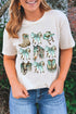 Rhinestone Cowgirl Bows And Horse Graphic Print Tee Shirt