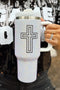 Rhinestone Cross Embellished Alloy Travel Handle Tumbler
