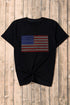 Rhinestone Embellished American Flag Graphic Short Sleeve Tee