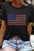 Rhinestone Embellished American Flag Graphic Short Sleeve Tee