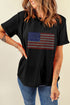 Rhinestone Embellished American Flag Graphic Short Sleeve Tee