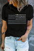Rhinestone Embellished Flag Graphic Short Sleeve Tee