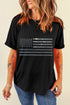 Rhinestone Embellished Flag Graphic Short Sleeve Tee