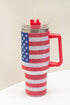 Rhinestone Embellished Flag Print Stainless Steel Travel Tumbler