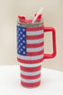 Rhinestone Embellished Flag Print Stainless Steel Travel Tumbler