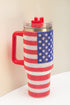 Rhinestone Embellished Flag Print Stainless Steel Travel Tumbler
