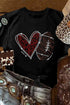 Rhinestone Embellished Football Heart Short Sleeve Graphic Tee