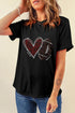 Rhinestone Embellished Football Heart Short Sleeve Graphic Tee