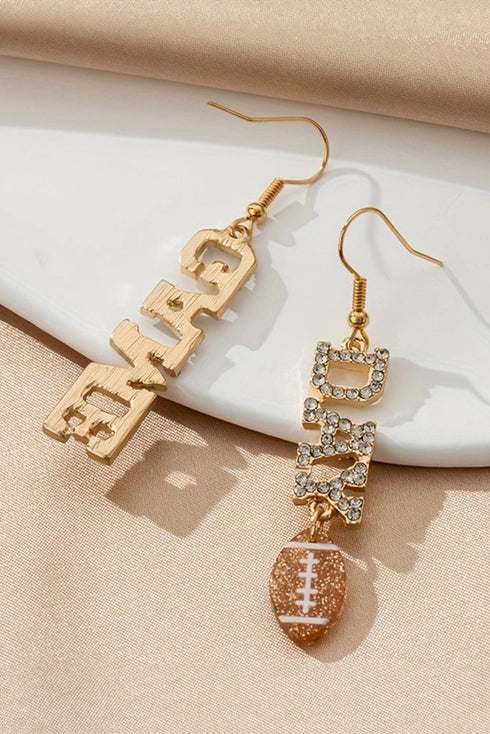 Rhinestone Embellished Football Motif Statement Dangle Earrings