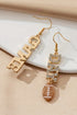 Rhinestone Embellished Football Motif Statement Dangle Earrings
