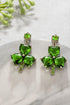 Rhinestone Embellished Four Leaf Clover Alloy Drop Earrings