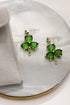 Rhinestone Embellished Four Leaf Clover Alloy Drop Earrings