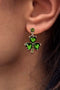 Rhinestone Embellished Four Leaf Clover Alloy Drop Earrings