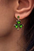 Rhinestone Embellished Four Leaf Clover Alloy Drop Earrings