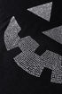 Rhinestone Embellished Graphic Ribbed Knit Patchwork Top