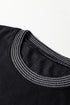 Rhinestone Embellished Graphic Ribbed Knit Patchwork Top