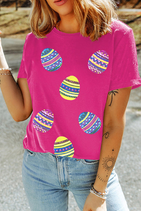 Rhinestone Embellished Graphic Short Sleeve Crew Neck Tee