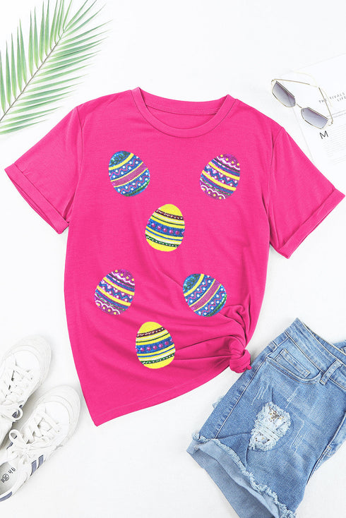 Rhinestone Embellished Graphic Short Sleeve Crew Neck Tee