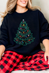 Rhinestone Embellished Holiday Tree Graphic Pullover Sweatshirt