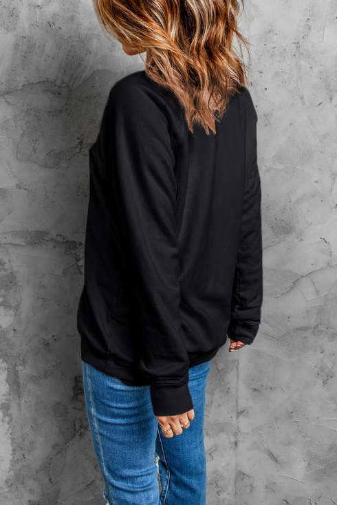 Rhinestone Embellished Holiday Tree Graphic Pullover Sweatshirt