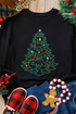 Rhinestone Embellished Holiday Tree Graphic Pullover Sweatshirt