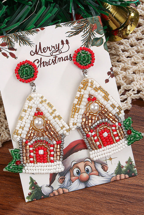 Rhinestone Embellished House Motif Dangle Earrings