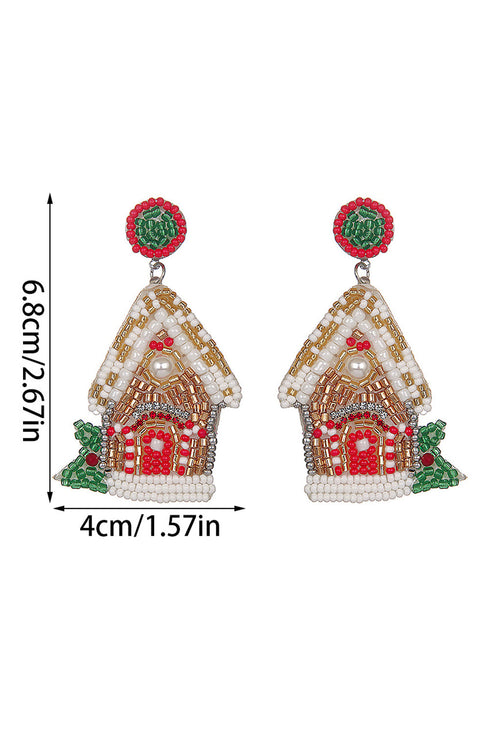 Rhinestone Embellished House Motif Dangle Earrings