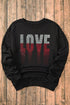 Rhinestone Embellished Love Graphic Drop Shoulder Sweatshirt