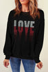 Rhinestone Embellished Love Graphic Drop Shoulder Sweatshirt