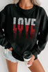 Rhinestone Embellished Love Graphic Drop Shoulder Sweatshirt