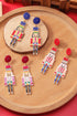 Rhinestone Embellished Novelty Soldier Motif Statement Earrings