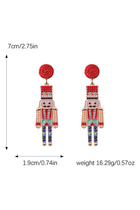 Rhinestone Embellished Novelty Soldier Motif Statement Earrings