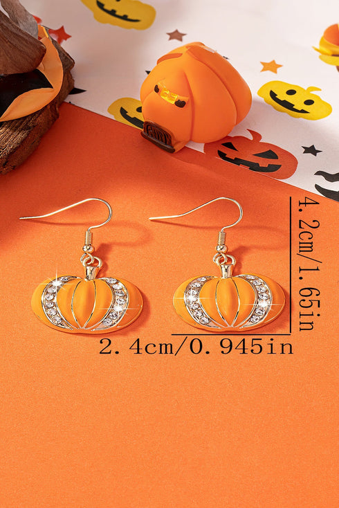 Rhinestone Embellished Pumpkin Design Hook Earrings