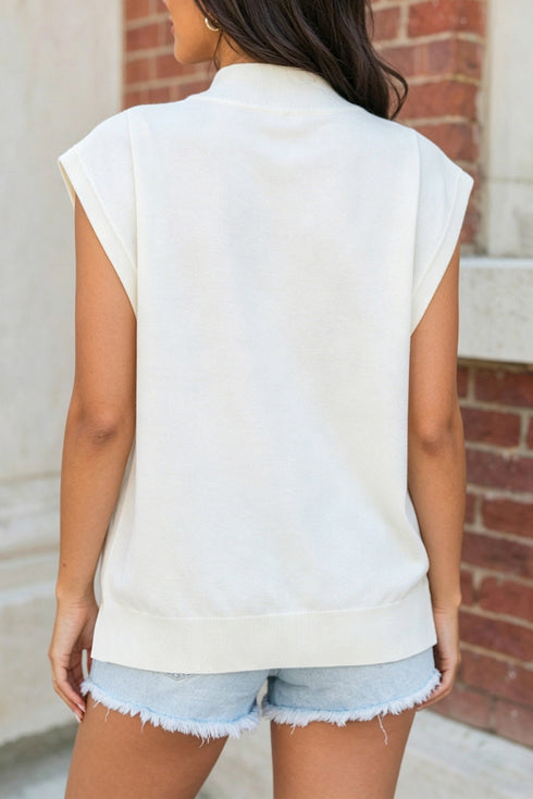 Rhinestone Embellished Pumpkin Graphic High Neck Cap Sleeve Tank Top