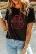Rhinestone Embellished Santa Graphic Short Sleeve Tee