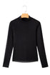 Rhinestone Embellished Sheer Mesh Long Sleeve Top