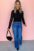 Rhinestone Embellished Sheer Mesh Long Sleeve Top