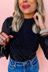 Rhinestone Embellished Sheer Mesh Long Sleeve Top