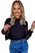 Rhinestone Embellished Sheer Mesh Long Sleeve Top