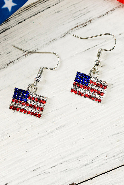 Rhinestone Embellished Squared Flag Drop Earrings
