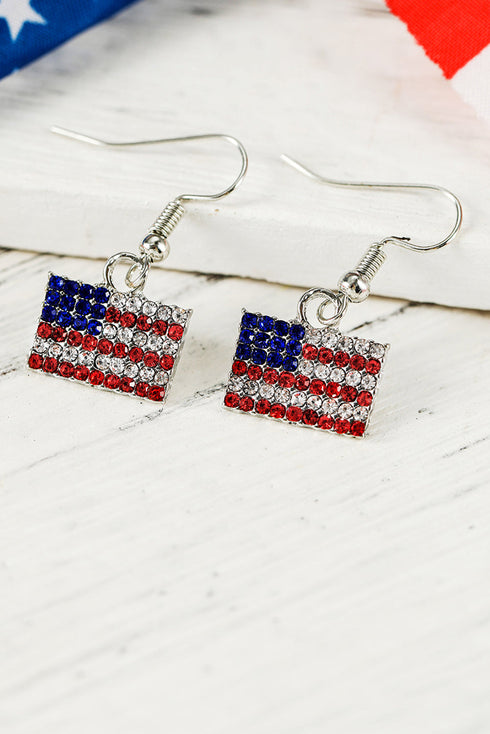 Rhinestone Embellished Squared Flag Drop Earrings
