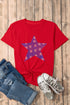 Rhinestone Embellished Star Pattern Short Sleeve Graphic Tee