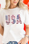 Rhinestone Embellished USA Graphic Short Sleeve Tee