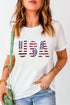 Rhinestone Embellished USA Graphic Short Sleeve Tee